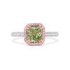 Stunning and Rare Natural Green Diamond Ring with Natural Pink Diamonds