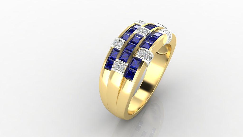 yellow gold diamond in sapphire inter loved ring