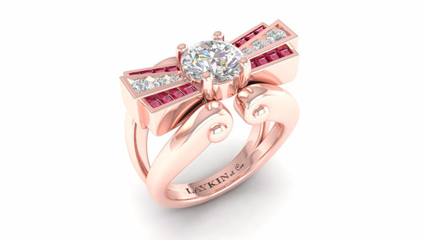 Laykin et Cie Mocambo Ring in Rose Gold with Diamonds and Ruby
