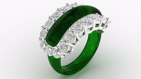 white gold diamond and jade madam Chang ring
